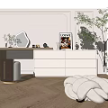 Modern Dressing Table With Wooden Top White Drawers Irregular Mirror And LOEWE Magazine