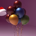 Purple Wall With Santa Hat And Colorful Balloons For Christmas Decoration