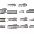 Various Architectural Bridge Designs Featuring Different Structural Styles In Line Drawings