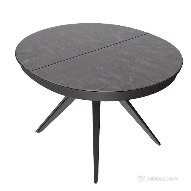 Round Gray Marble Coffee Table with Split Tabletop and Three-Legged Design 3d model