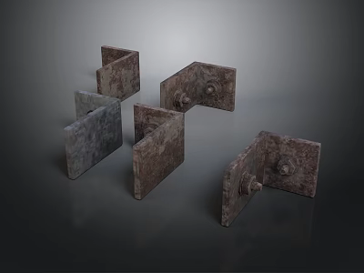 Heavy Duty Metal Brackets With Rustic Texture For Industrial Equipment Installation 3d model