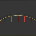 Black Arch Bridge Model Equipment with Red Supports and Yellow Accents