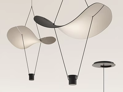 Modern Curved Pendant Lights With Black Metal Frame And Light Shade For Stylish Interior Design 3d model