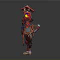 Red Samurai Armor With Detailed Ornamental Design Traditional Hat And Weapon