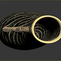 Green Striped Ceramic Vase With Curved Handle And Gold Accents For Home Decor