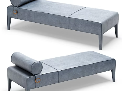 Modern Gray Leather Sofa Bench With Roll Back Design And Slim Legs 3d model