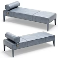 Modern Gray Leather Sofa Bench With Roll Back Design And Slim Legs 3d model