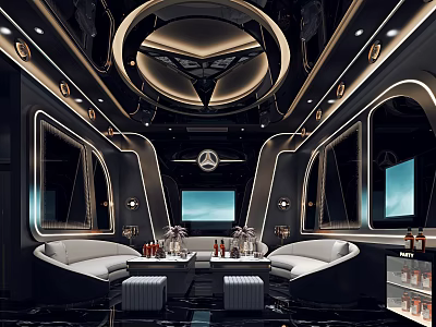 Luxury Modern KTV Interior With Sofas Tables Screens And Lighting 3d model