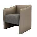 Modern Single Sofa With Beige Leather Frame And Gray Textured Fabric Seat 3d model