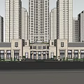Modern High Rise Residential Complex With Central Garden Water Pool And Green Landscape Design