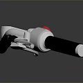 Sleek Metallic Vehicle Handlebar With Silver Black Red Accents And Reflection