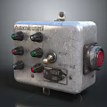 Industrial Metal Switch Panel With Multiple Knobs And Indicator Lights 3d model