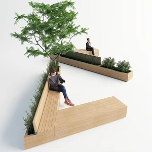 Modern outdoor bench 3d model