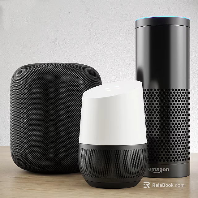 Amazon Wireless Speakers With Modern Black White Design And Various Shapes 3d model 