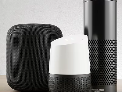 Amazon Wireless Speakers With Modern Black White Design And Various Shapes 3d model