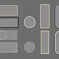 Stylish Wall Hanging Mirrors With Different Shapes Illuminated Frames And Decorative Designs 3d model