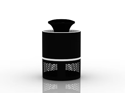 Black Cylindrical Household Air Purifier With White Stripe And Hollow Base Design 3d model
