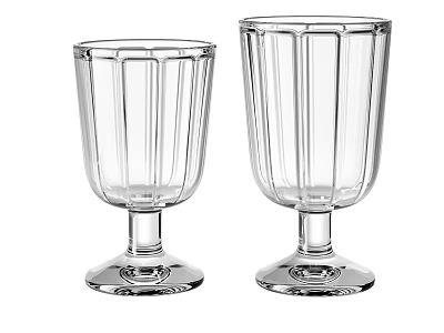 Elegant Transparent Glass Wine Glasses With Vertical Stripes And Stemmed Base 3d model
