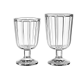 Elegant Transparent Glass Wine Glasses With Vertical Stripes And Stemmed Base