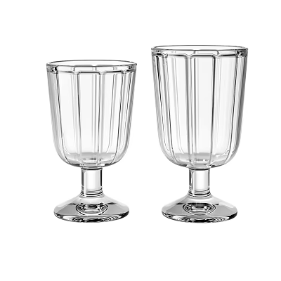 Elegant Transparent Glass Wine Glasses With Vertical Stripes And Stemmed Base 3d model