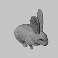 Gray Rabbit Game Movie Character With Long Ears In Sitting Pose On Dark Background