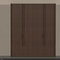 Luxury Walnut Wood Wardrobe With Sleek Long Metal Handles For Modern Bedroom Home Interior