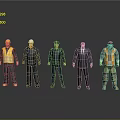 Game and Movie Characters Various Occupational Roles With Different Uniforms And Attire 3D Rendered Models