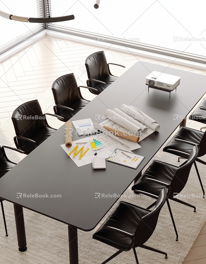 Conference table and chair combination 3d model