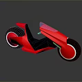 Modern Streamlined Red Black Motorcycle with Blue Accent White Rimmed Wheels and Sleek Body