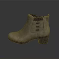 Gray Suede Ankle Boots With Elastic Side Panel And Block Heel Design 3d model