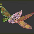 Advanced Interstellar Spacecraft With Yellow Gray Wings And Engines For Cosmic Exploration