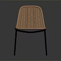 Stylish Orange Woven Chair With Black Metal Legs And Comfortable Seat