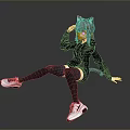 Anime Style Woman In Pink Hoodie With Cat Ears Tail Sitting On Black Floor