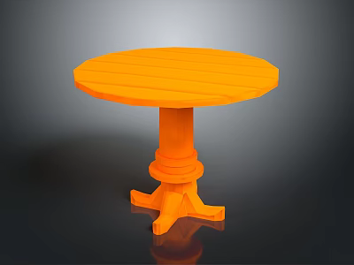 Vibrant Orange Round Wooden Table With Pedestal Base Design For Home Interior Decor 3d model