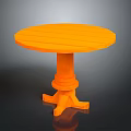 Vibrant Orange Round Wooden Table With Pedestal Base Design For Home Interior Decor