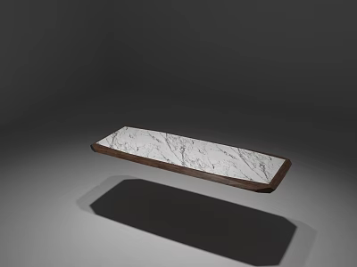 Modern Rectangular Tea Table With White Marble Top And Dark Wooden Frame 3d model