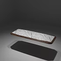 Modern Rectangular Tea Table With White Marble Top And Dark Wooden Frame