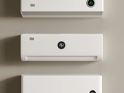 MI White Air Cooler Fan Three Units Modern Sleek Design Home Appliance with Digital 3d model