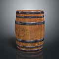 Vintage Wooden Barrel With Metal Hoops And Carved Design For Home Decor