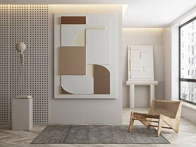 Modern abstract painting decorative painting 3d model