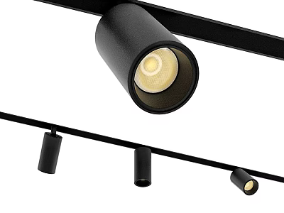 Modern Black Track Mounted Downlights And Spotlights With Warm Illumination For Home Interior Decoration 3d model