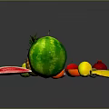 Fresh Assorted Fruits Display With Pineapple Pomegranate Pear Orange And Watermelon