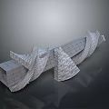 Modern Architectural Structure Model With Folded Geometric Shapes And Grid Texture 3d model