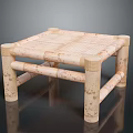 Bamboo Square Side Table With Weave Top And Natural Bamboo Frame Design 3d model