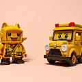 Cartoon Lego Car Figure Game Character Cartoon Car Lego Picacho Lego Car Yellow Car Handset 3d model