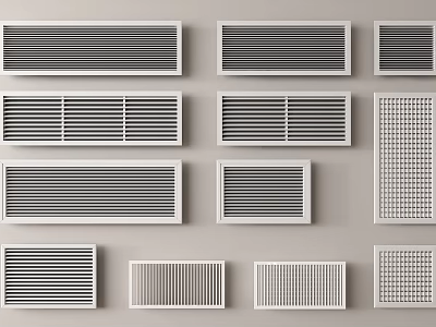 Various Air Vent And Grille Designs With Rectangular Shapes And Grid Patterns 3d model