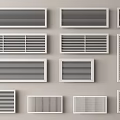 Various Air Vent And Grille Designs With Rectangular Shapes And Grid Patterns 3d model