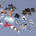 Modern Dinnerware Set With Cooking Pots Pans Bowls Plates Cups And Utensils