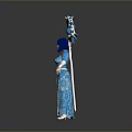 Woman with Blue Hair in Blue Robe White Gloves and White Dragon Holding Blue Orb
