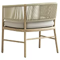 Modern Leisure Chair With Light Wooden Frame Woven Backrest And Beige Padded Seat